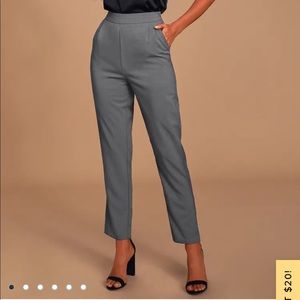 Lulu’s Grey High-Waisted Trouser Pants
